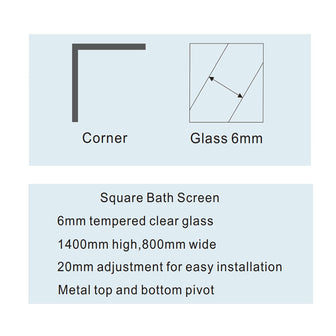 Modern Clear Glass Square Bath Screen Secondary image