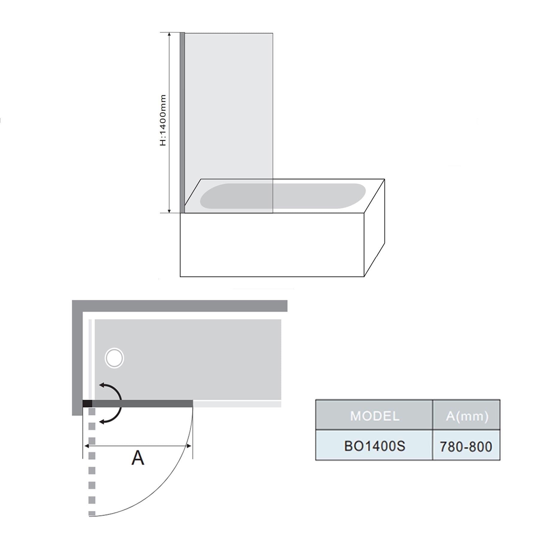 Marina Square Bath Screen - 6mm Glass 