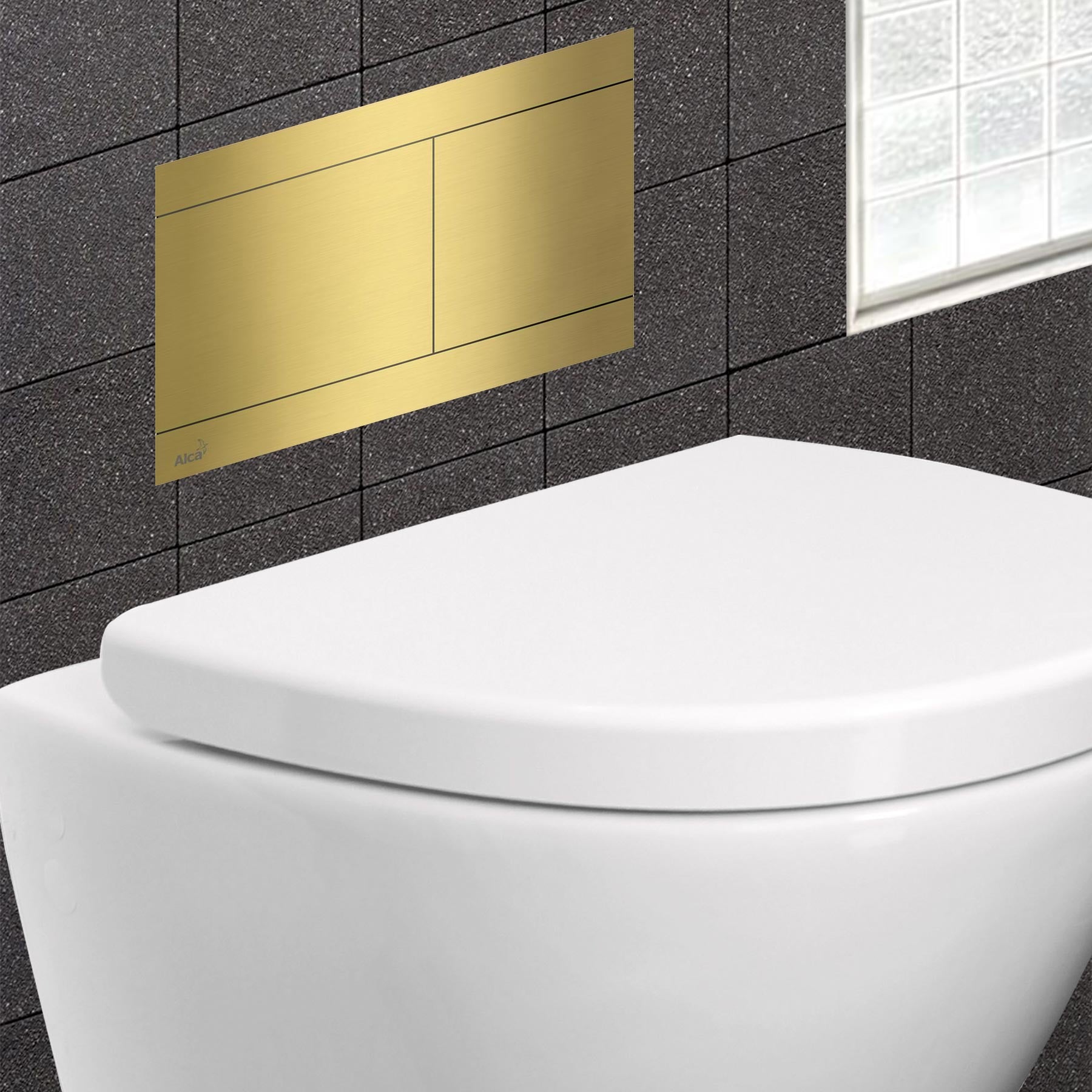 Square Brushed Gold Flush Plate Secondary image