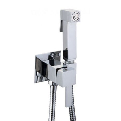 Douchette de toilette carrée avec valve de contrôle de température et support mural – Chrome