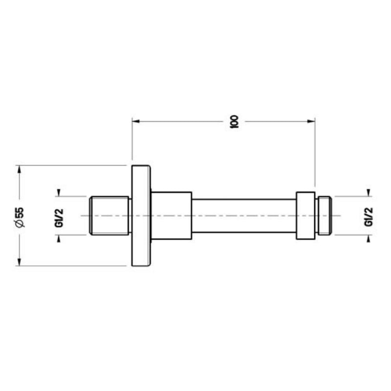Square Ceiling Shower Arm Technical Drawing