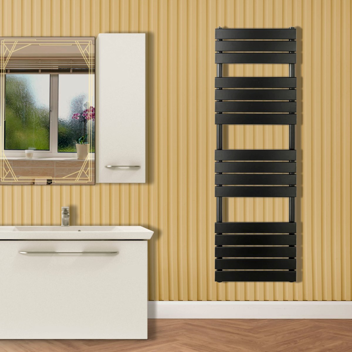 black dual fuel bathroom radiator