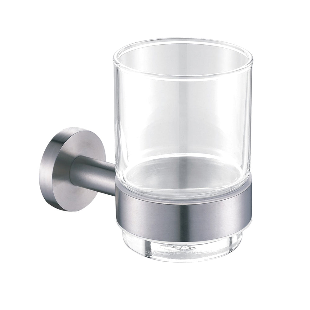 Brushed Stainless Steel Tumbler Holder with Glass Secondary image