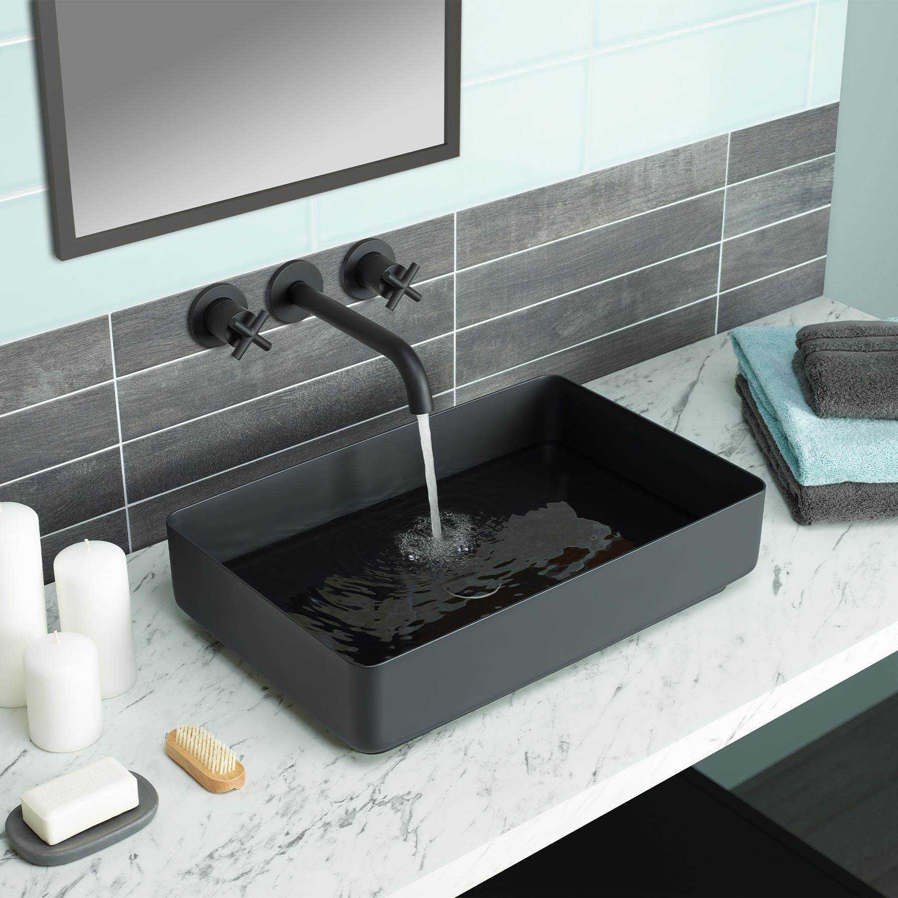 black counter Top Basin-Tapron
