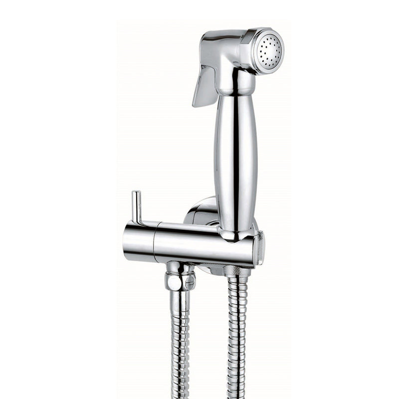 Toilet Douche Spray Kit with Built-in Valve and Anti-Splash Nozzle - Polished Chrome