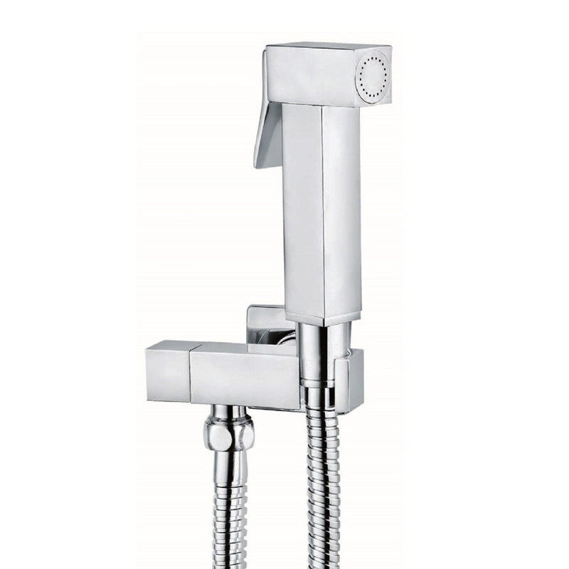 Kit de douche de toilette carré avec valve de contrôle de température intégrée - Fini chromé