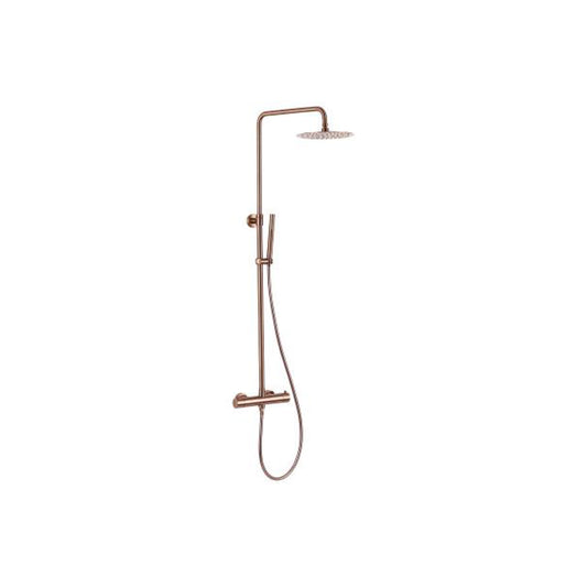 Rose Gold Thermostatic Rigid Riser Shower Kit with Shower Handset 4167