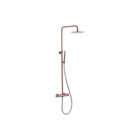 Rose Gold Thermostatic Rigid Riser Shower Kit with Shower Handset