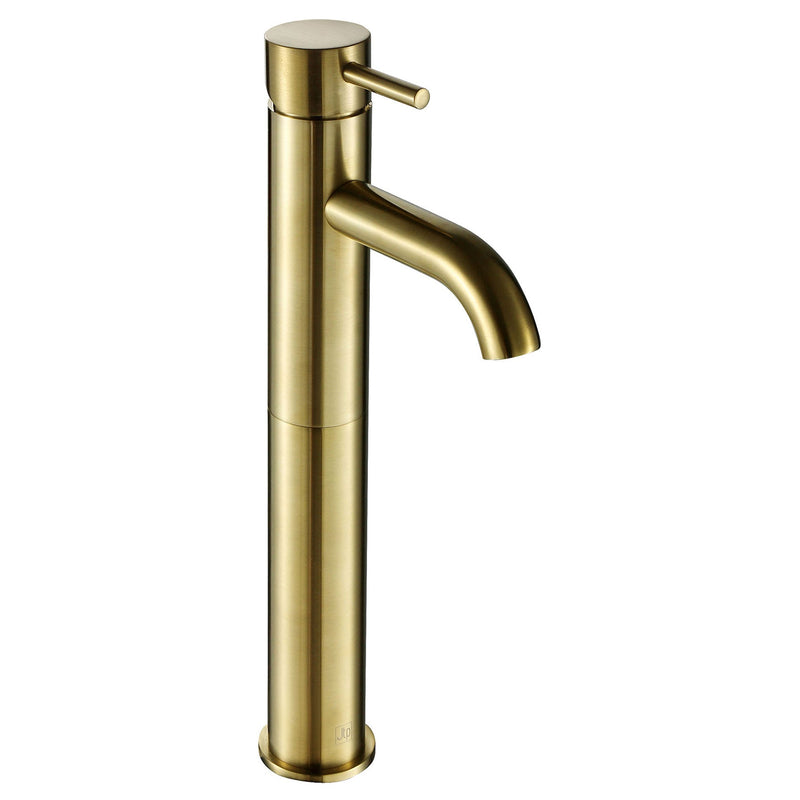 Tall Mono Basin Mixer Tap with Single Lever Handle - Brushed Brass