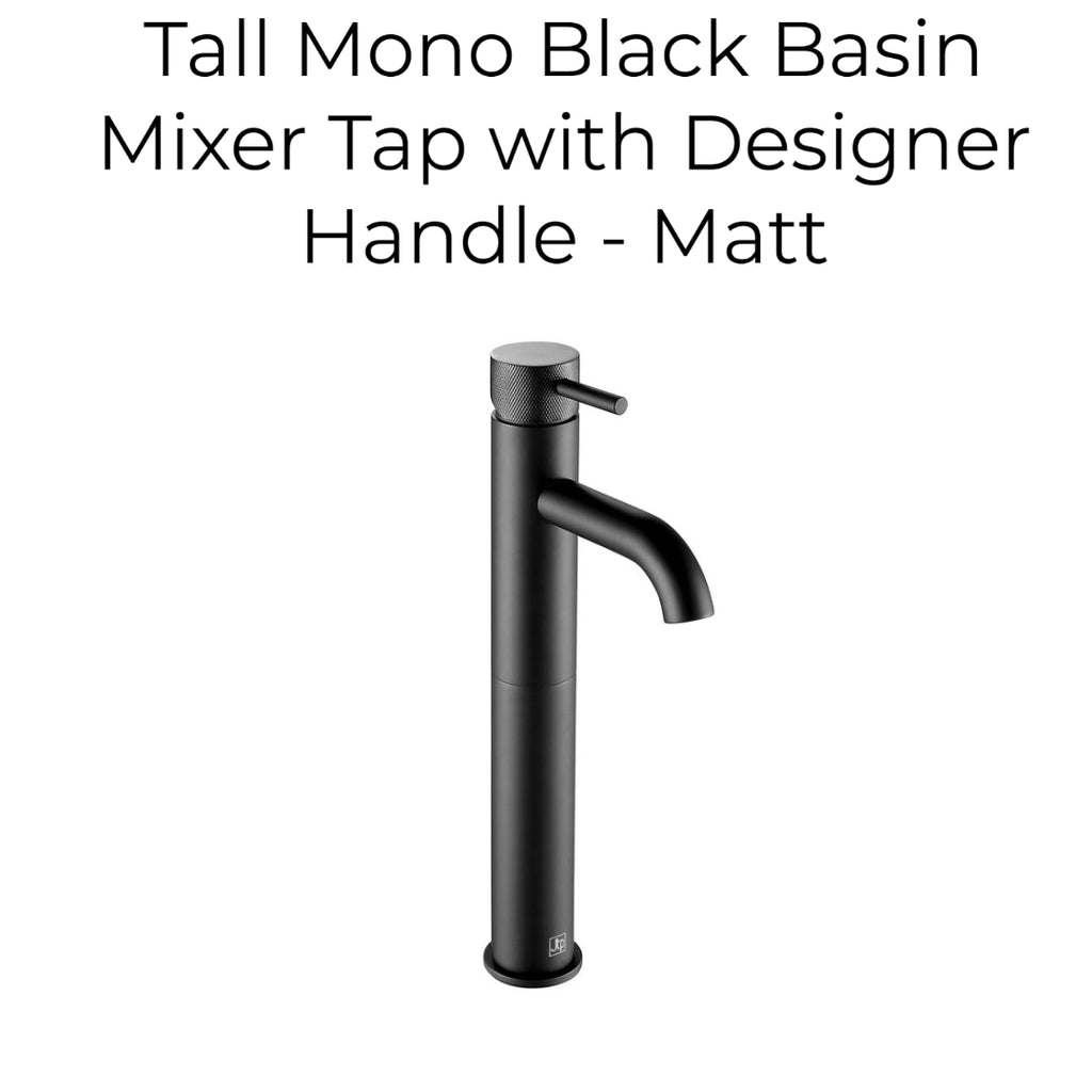 Tall Mono Black Basin Mixer Tap with Designer Handle