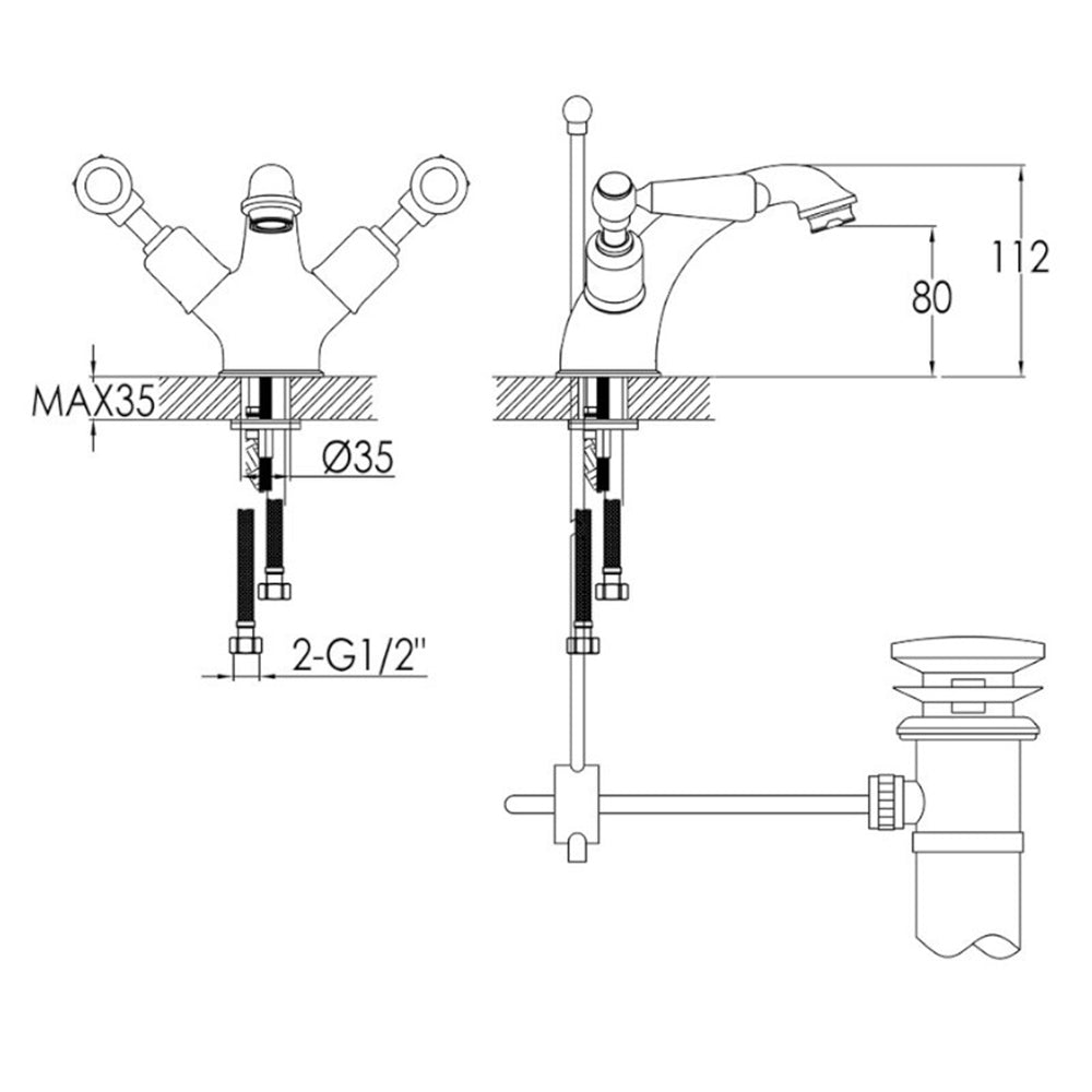 Basin Mixer With Pop-up Waste - Nickel