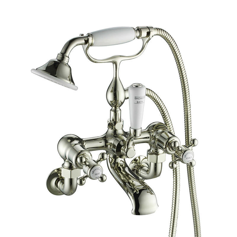 Crosshead Wall Mounted Bath Mixer With Shower Handset - Tapron