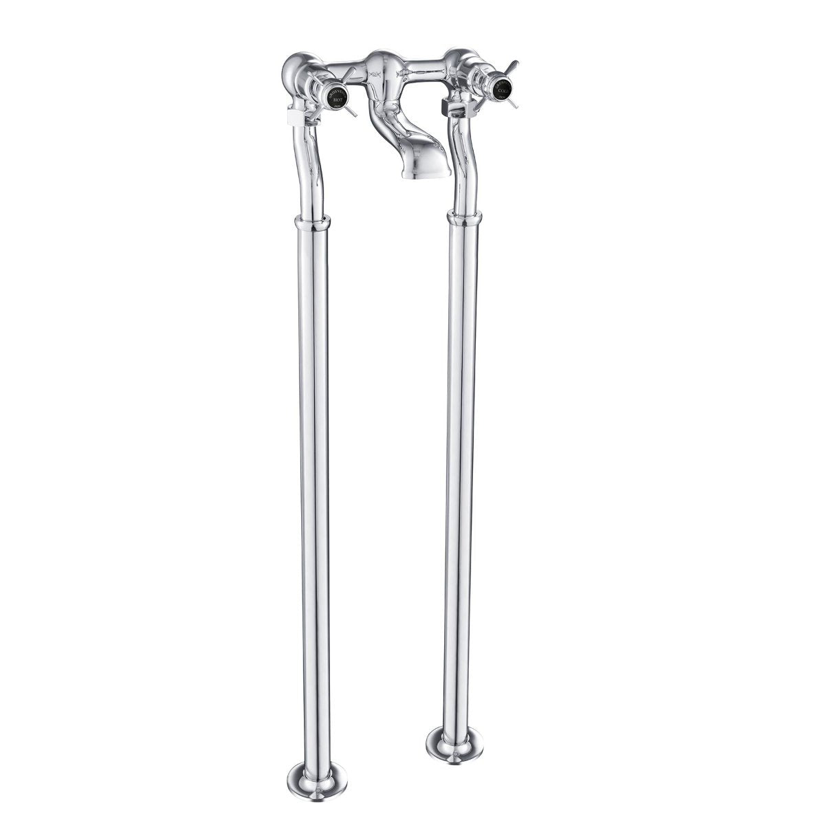 Traditional Floor Standing Bath Filler with Crosshead Handles- Chrome Secondary image