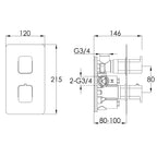 concealed shower mixer valve technical drawing