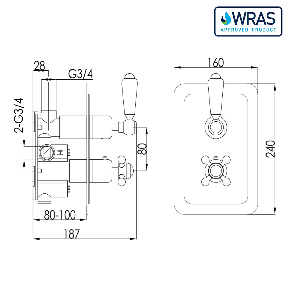 Single Lever Outlet Concealed Thermostatic Shower