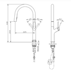 Technical Drawing Black Kitchen Tap