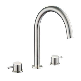 3-Hole Deck-Mounted Basin Mixer Tap - Brushed Stainless Steel Secondary image