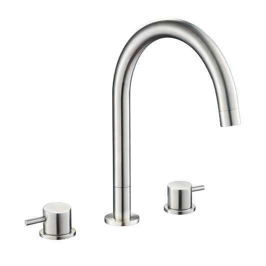 Brushed stainless steel 3 hole deck mounted basin mixer Tap -Tapron 1000