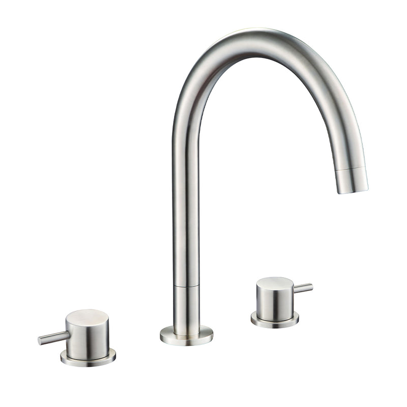 Brushed stainless steel 3 hole deck mounted basin mixer Tap -Tapron