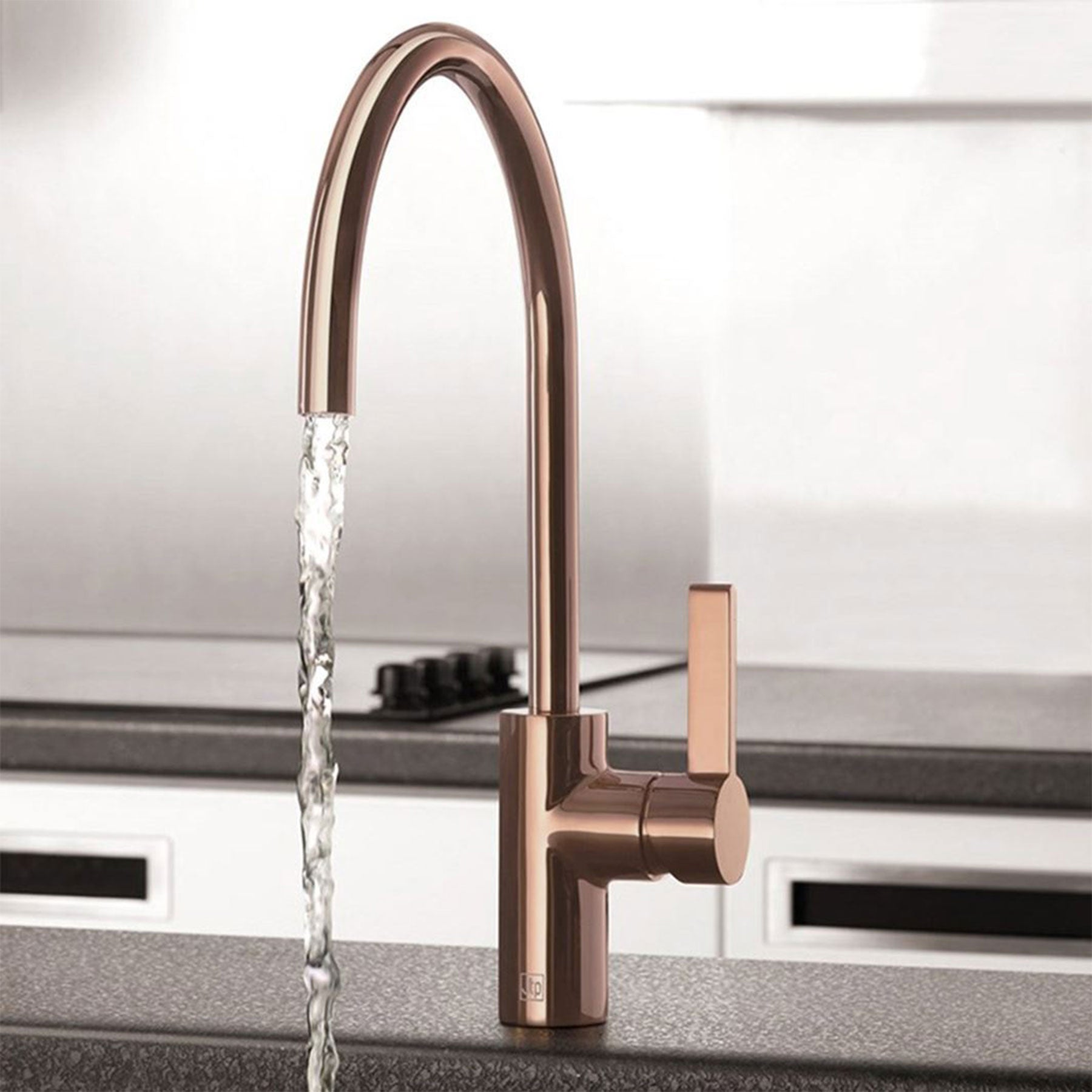 Rose Gold Kitchen Tap with Swivel Spout Made from Solid Brass