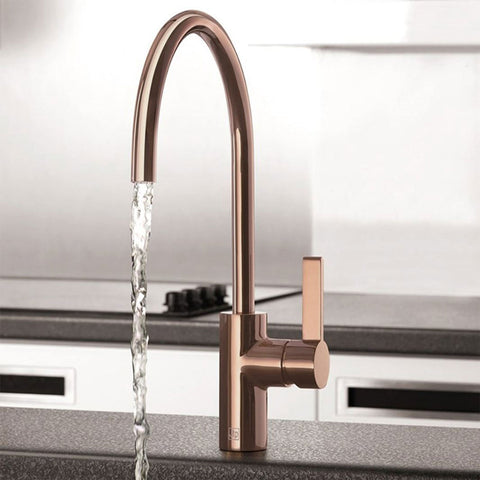 Rose Gold Kitchen Tap with Swivel Spout Made from Solid Brass