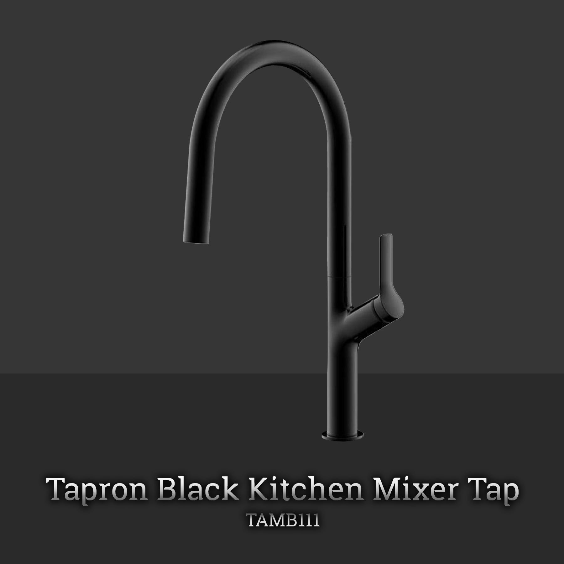 Tapron Black Kitchen Mixer Tap with Pull Out Spray - Matt Black Finish