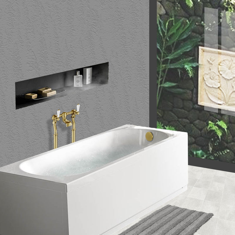 Gold Bath Filler installed in a modern bathroom