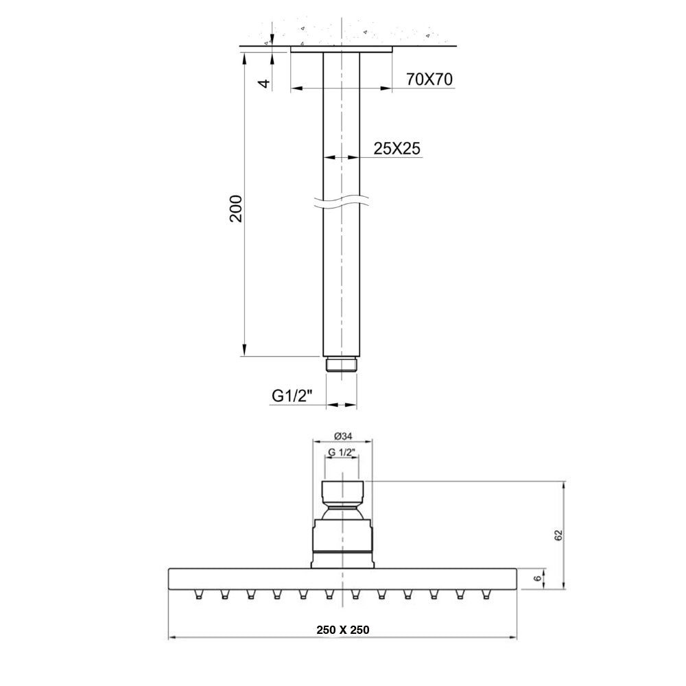 square shower head arm - Tapron