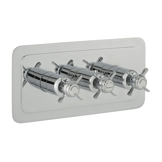 Traditional Thermostatic Concealed 3 Outlet Shower Valve - Chrome Finish-Tapron 1000