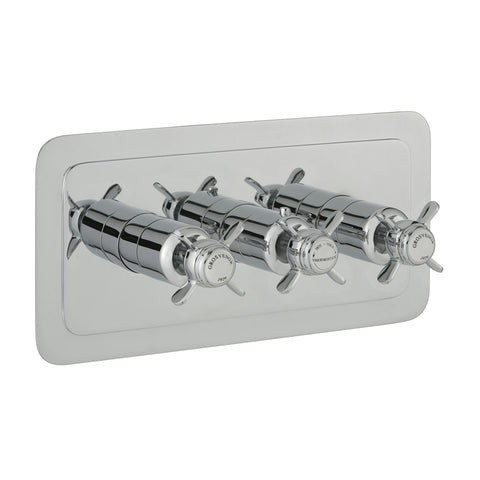 Traditional Thermostatic Concealed 3 Outlet Shower Valve - Chrome Finish-Tapron