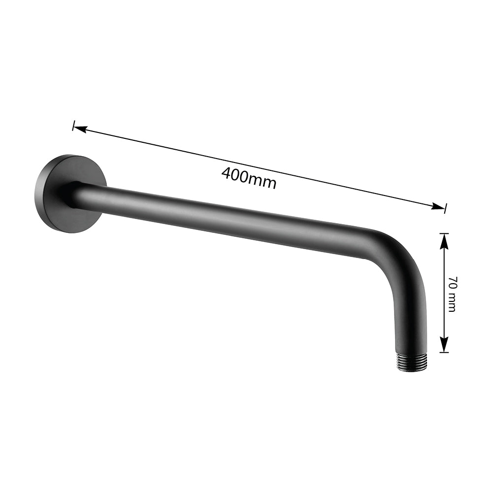 wall mounted black shower arm 400mm