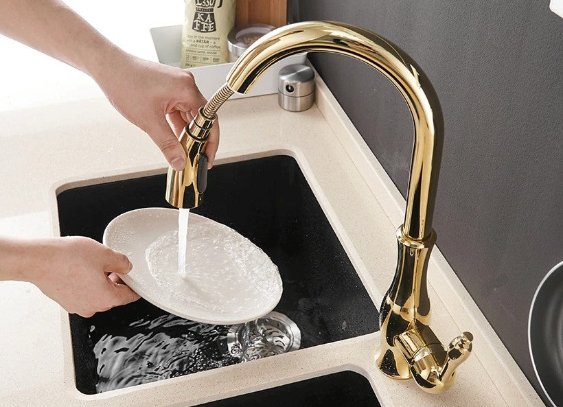 gold pull out tap