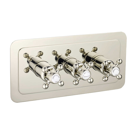Two Outlet Concealed Thermostatic Shower Valve Horizontal - Nickel 800