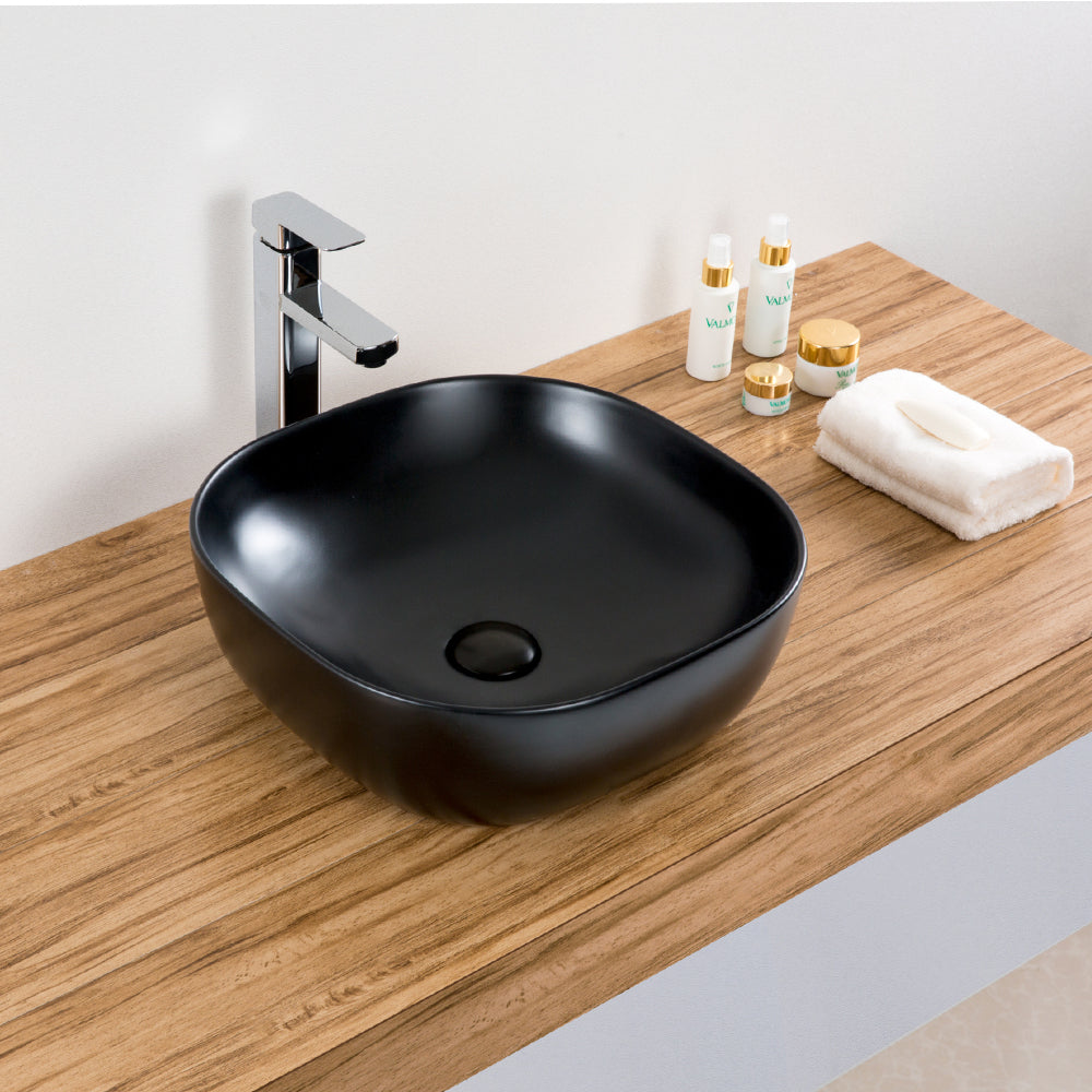 matt black countertop basin
