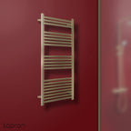 Brushed Brass Vertical Heated Towel Rail Radiator 1200mm x 500mm