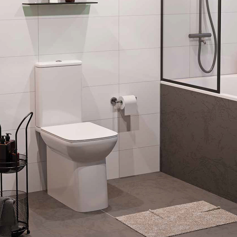 Back-to-Wall Close Coupled Toilet with a Soft Close Seat Cover- White Secondary image