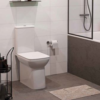 Back-to-Wall Close Coupled Toilet with a Soft Close Seat Cover- White Secondary image