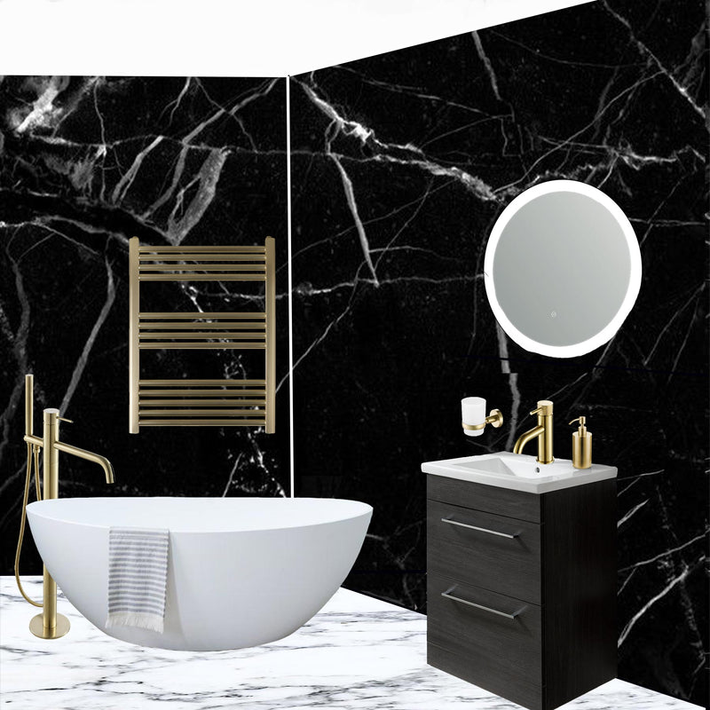 Tastefully designed Brushed Brass Freestanding Gold Bath Taps with Kit is made of High-Quality Brass for Reliable Construction is an Ideal addition for Contemporary Bathroom Spaces
