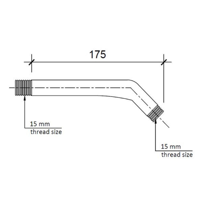 Wall Mounted Shower Head Arm Technical Drawing