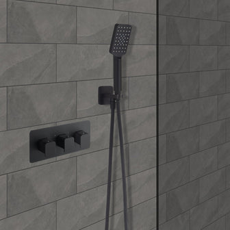 Concealed 3-Outlet Black Thermostatic Shower Valve Secondary image