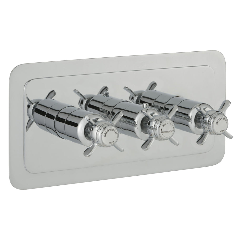 Traditional 2 Outlet Thermostatic Concealed Shower Valve - Nickel Finish