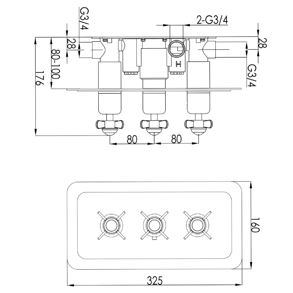 shower valves Technical Drawing