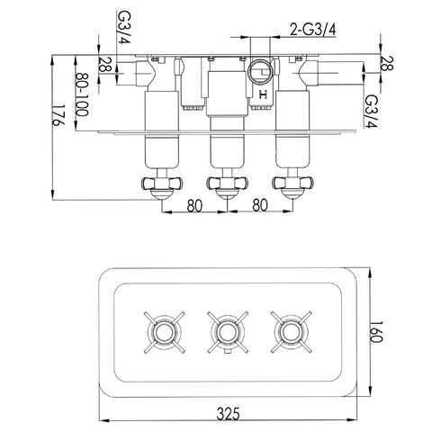 shower valves Technical Drawing