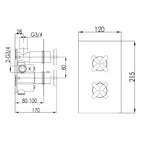 single outlet thermostatic shower valve Technical Drawing