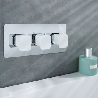 White Thermostatic Concealed 3 Outlet Shower Valve Main image