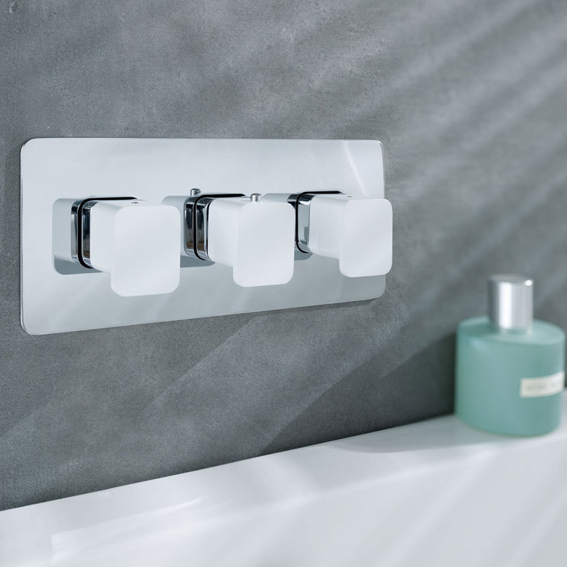 Thermostatic Concealed 3 Outlet Shower Valve - Horizontal