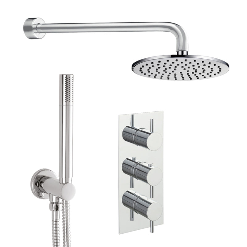 Thermostatic Concealed Shower Mixer, Fixed Showerhead and Handset