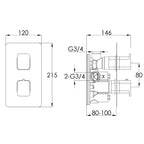thermostatic shower mixer valve Technical Drawing