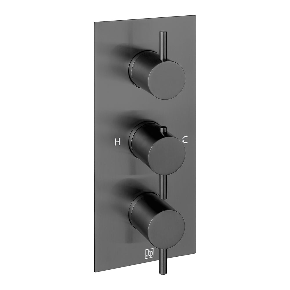 2 Outlet Thermostatic Concealed Valve Brushed Black Main image