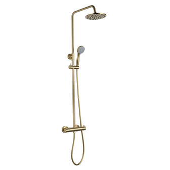 Exposed Thermostatic Shower Mixer with Rigid Riser and Shower Kit - Brushed Brass Secondary image